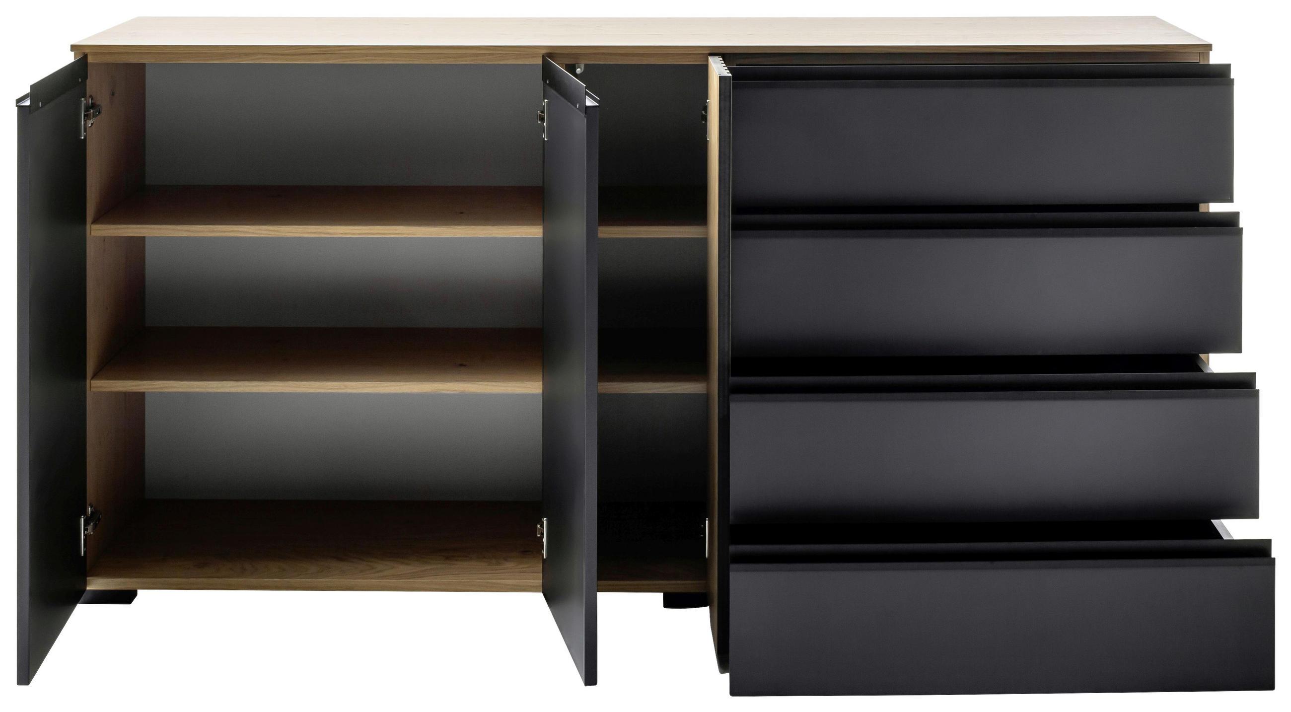 SIDEBOARD  in 187/92/45 cm  - Wildeiche/Anthrazit, Design, Holz/Holzwerkstoff (187/92/45cm) - Moderano