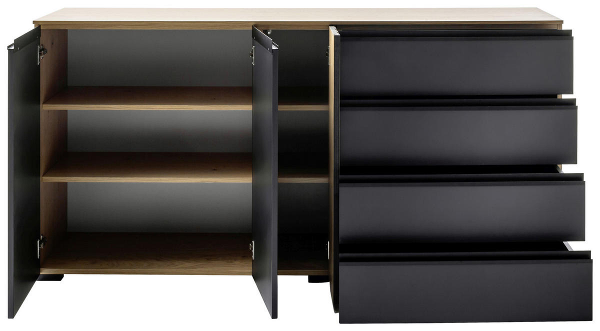 SIDEBOARD Anthrazit, Wildeiche  187/92/45 cm  - Wildeiche/Anthrazit, Design, Holz/Holzwerkstoff (187/92/45cm) - Moderano