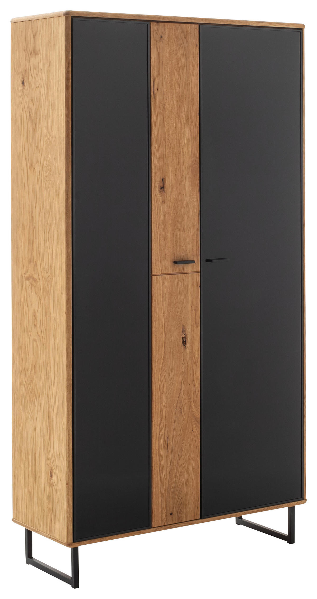 VITRINE in furniert, teilmassiv Balkeneiche Wildeiche  - Wildeiche/Anthrazit, Design, Glas/Holz (100/186/37cm) - MID.YOU