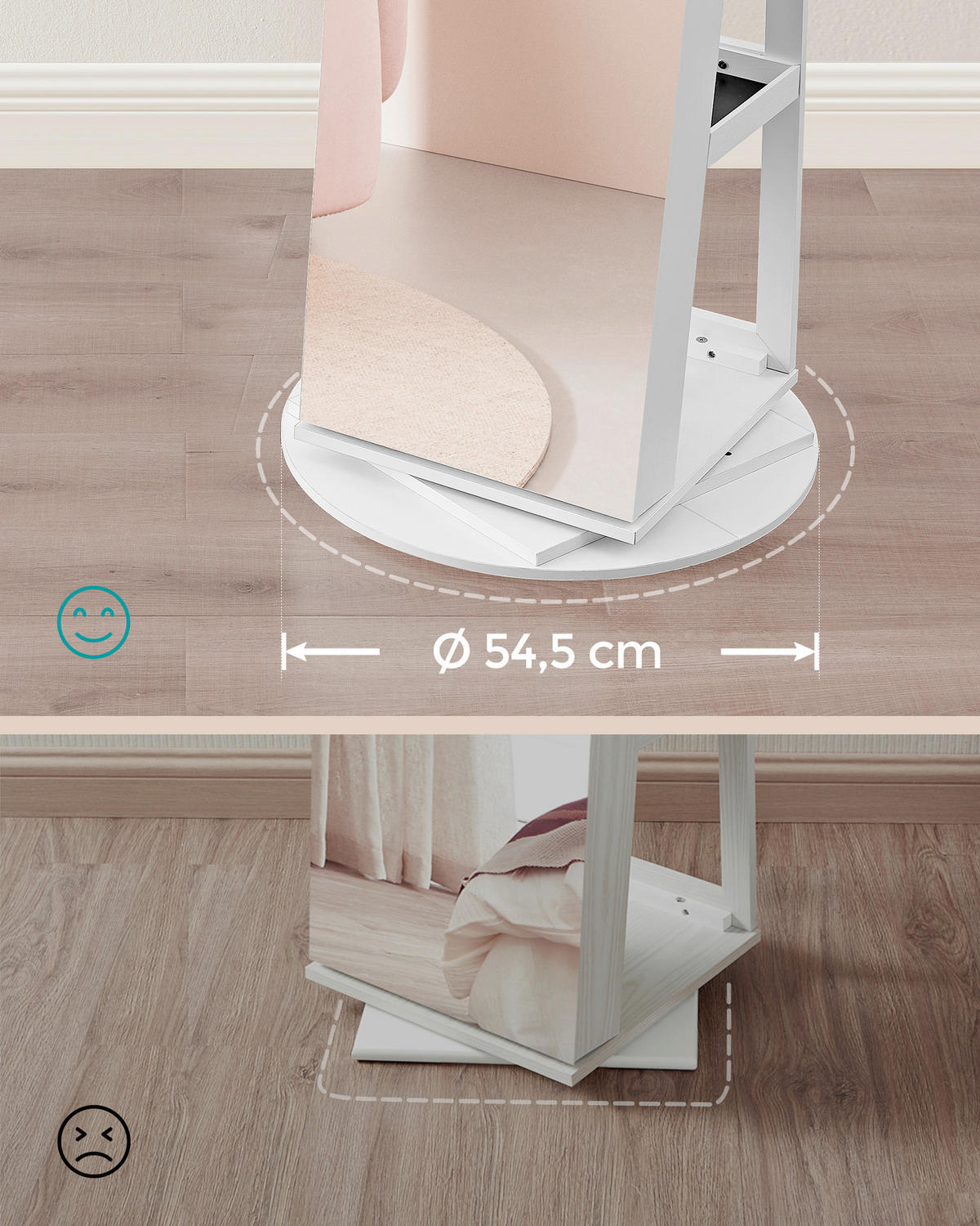 SCHMUCKSCHRANK - Transparent/Graubraun, Trend, Glas/Holzwerkstoff (54,5/162/54,5cm) - Boxxx