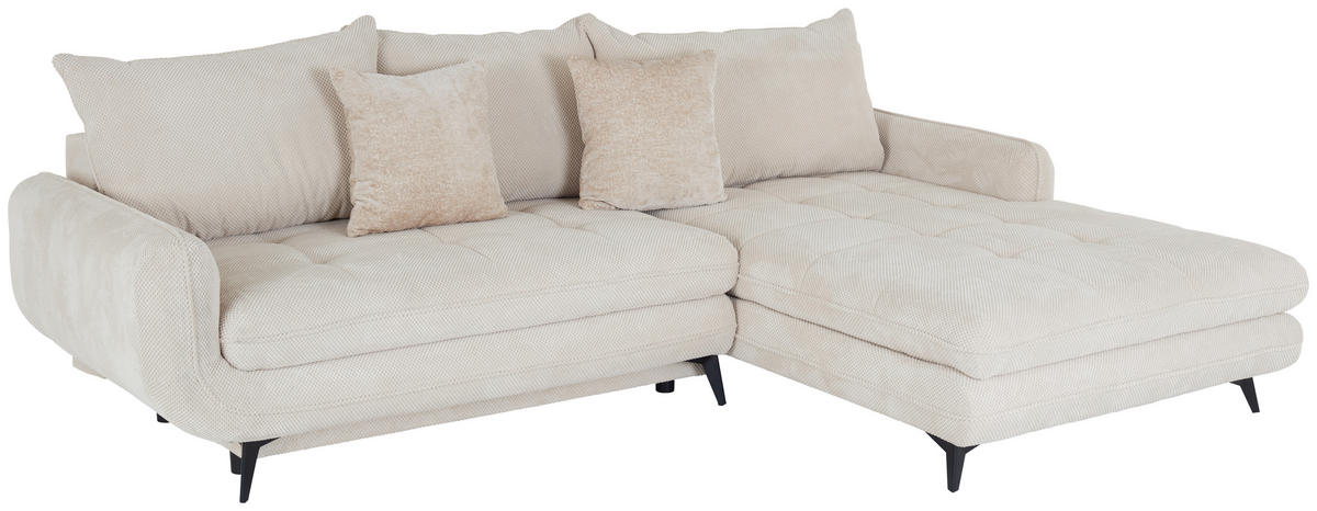 ECKSOFA WAVE Creme Struktur  - Beige/Creme, MODERN, Textil/Metall (266/189cm) - MID.YOU