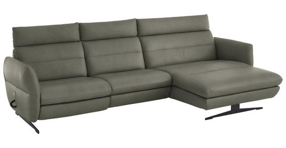 ECKSOFA in Echtleder Grau  300/157 cm  - Schwarz/Grau, Design, Leder/Metall (300/157cm) - Dieter Knoll