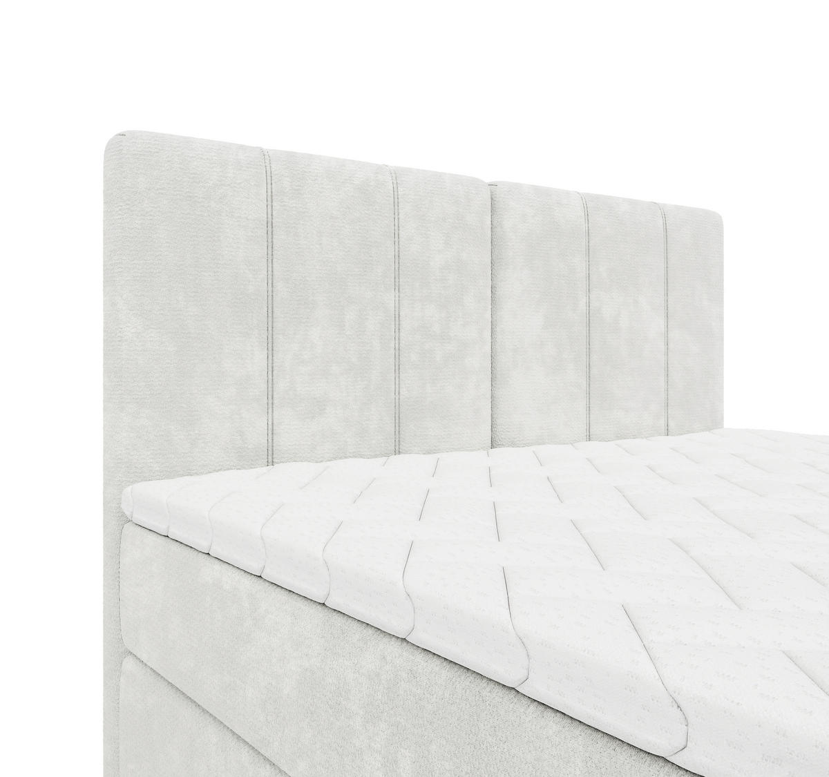 BOXBETT 160/200 cm,  in Creme, gepolstertes Kopfteil, Bettkasten, Topper, Matratze, H3 = fest  - Creme/Schwarz, Design, Holzwerkstoff/Kunststoff (160/200cm) - Esposa