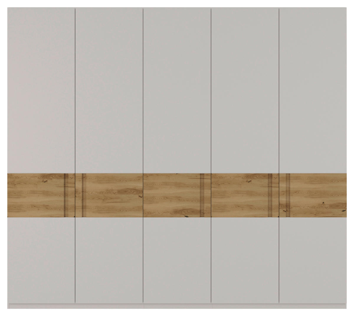 OMARA S KLASIČNIMI VRATI, masivno hrast barve hrasta, svetlo siva  - barve hrasta/svetlo siva, Moderno, leseni material/les (252/225/60cm) - Dieter Knoll