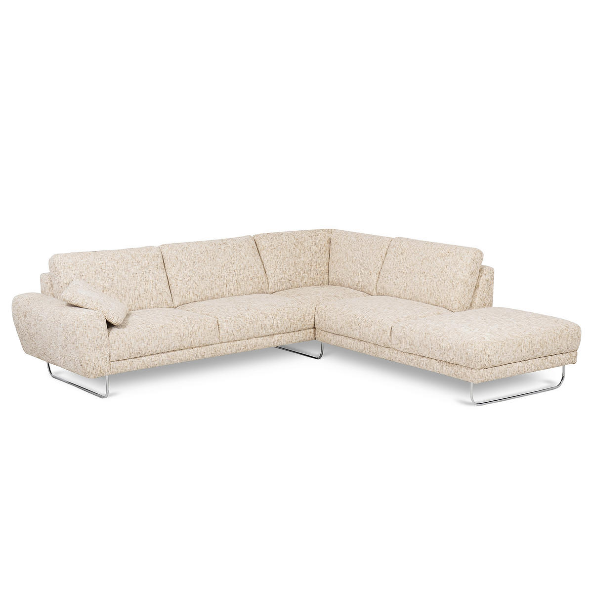ECKSOFA 273/250 cm SPRING in Webstoff Beige Zierkissen  273/250 cm  - Chromfarben/Beige, Design, Textil/Metall (273/250cm) - Livetastic