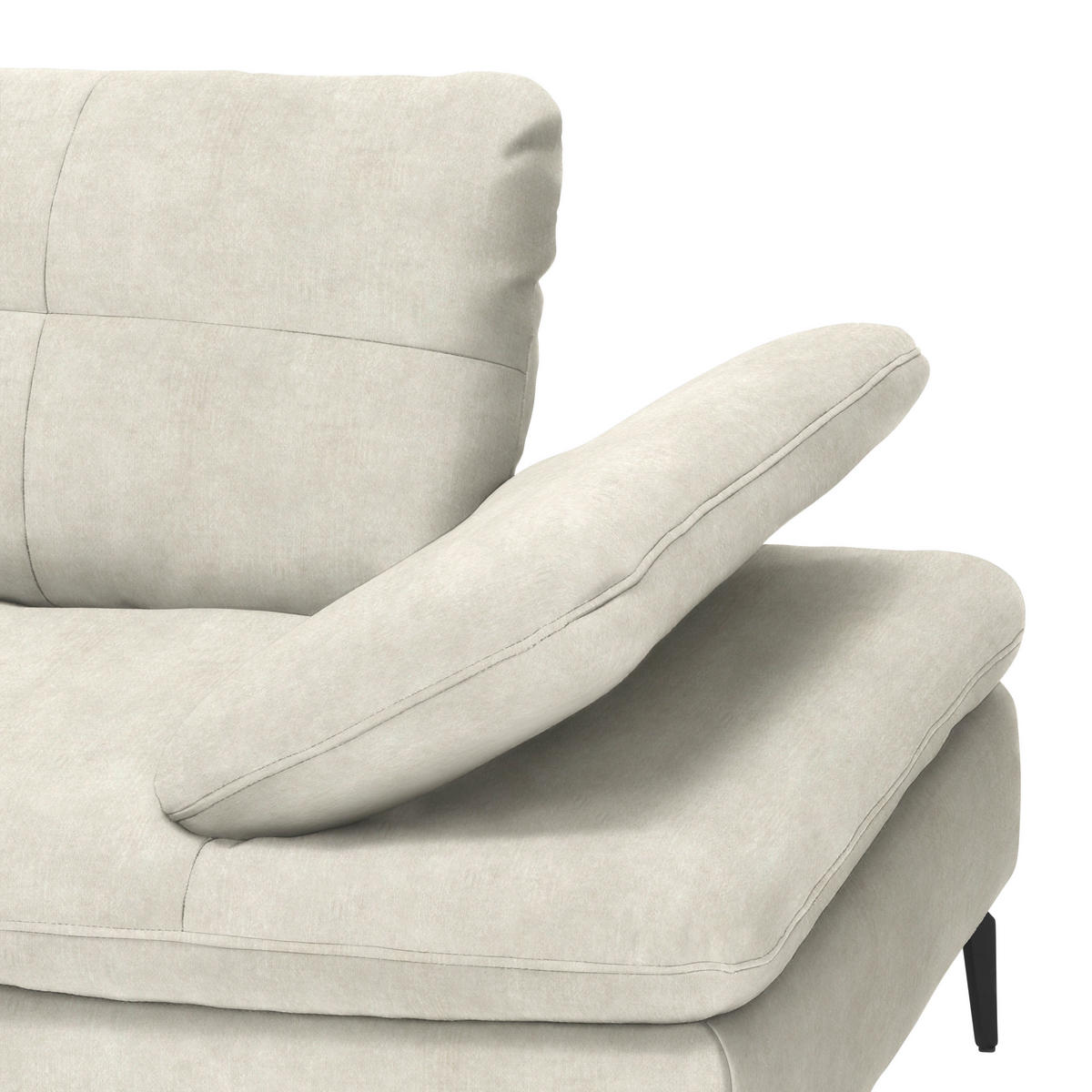 ECKSOFA in Velours Beige  - Beige/Schwarz, Design, Textil/Metall (179/301cm) - Chilliano