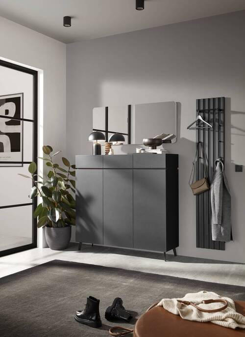 GARDEROBE 3-teilig in 180/199/40 cm - Graphitfarben, Design, Holzwerkstoff (180/199/40cm) - Voleo