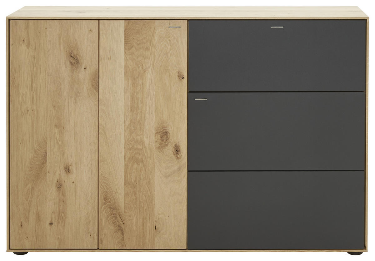 SCHUHSCHRANK  in 117,5/81/39 cm  - Eichefarben/Anthrazit, Natur, Holz/Kunststoff (117,5/81/39cm) - Valnatura