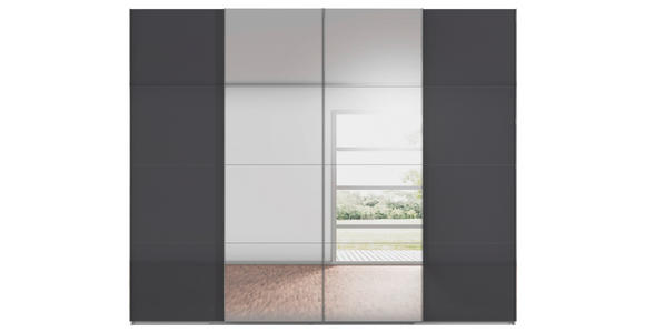 SCHWEBETÜRENSCHRANK  in Schwarz, Seidengrau  - Chromfarben/Seidengrau, Design, Glas/Holzwerkstoff (271/223/68cm) - Novel