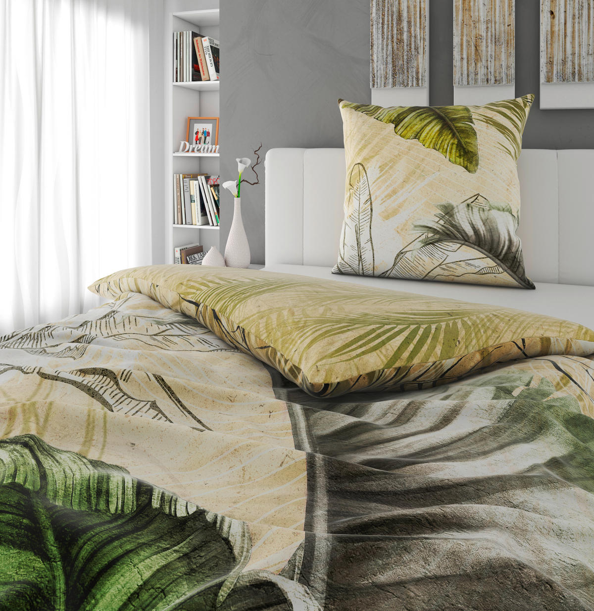 WENDEBETTWÄSCHE Satin 135/200 cm  - Grün, Textil (135/200cm) - Novel