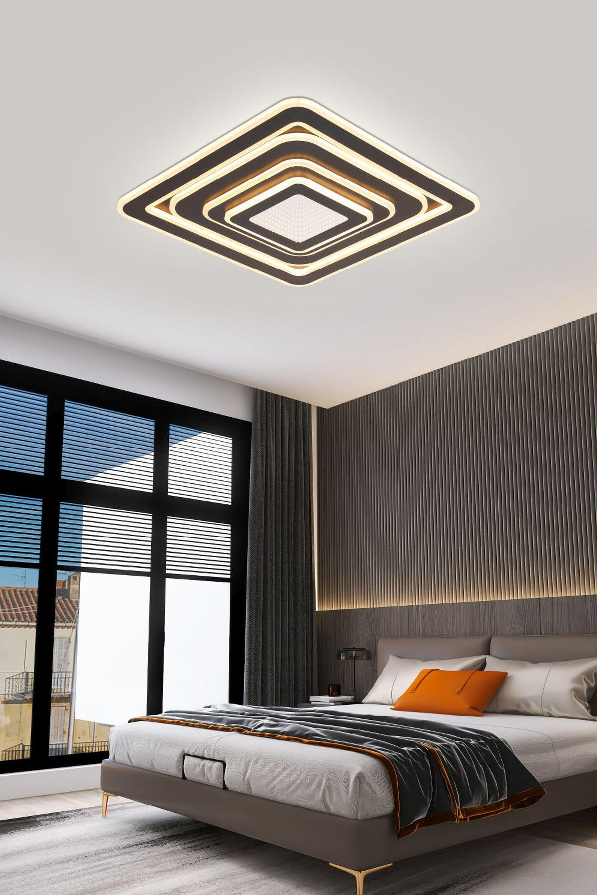 LED MENNYEZETI LÁMPA - fekete, Design, műanyag/fém (46,7/46,7/6,5cm) - Novel