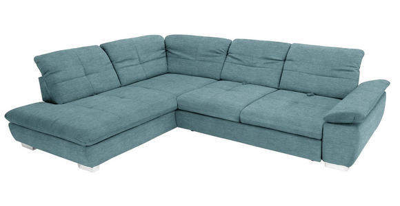 ECKSOFA in Chenille Türkis  - Türkis/Chromfarben, Design, Textil (242/313cm) - Xora