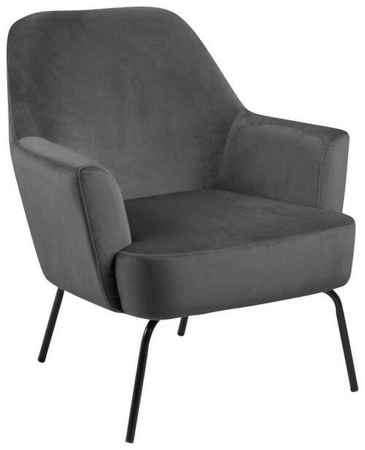 FÅTÖLJ i textil mörkgrå  - mörkgrå/svart, Klassisk, metall/textil (75/83/75cm) - Livetastic