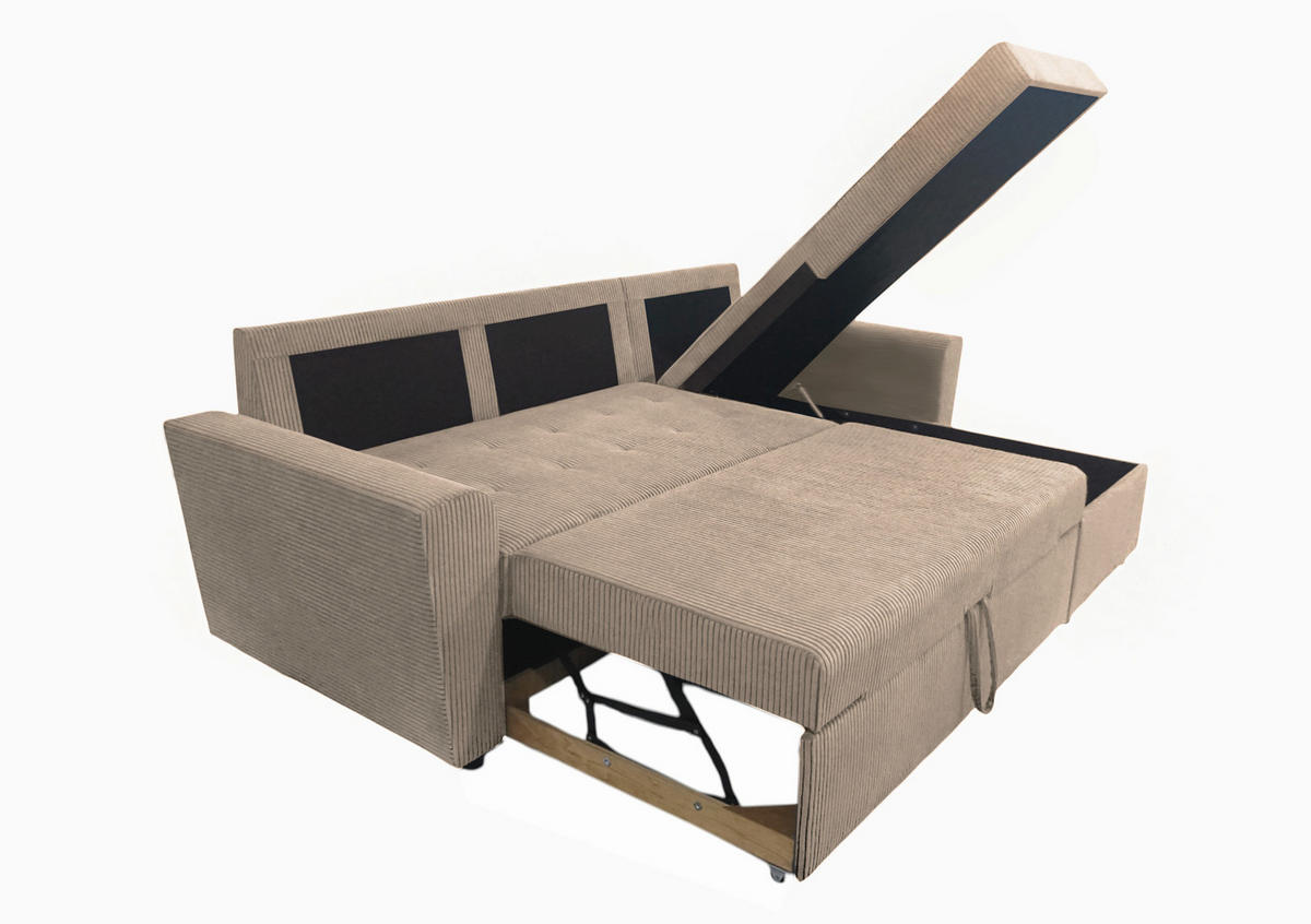 ECKSOFA in Cord Taupe  231/155 cm  - Taupe/Schwarz, Design, Kunststoff/Textil (231/155cm) - MID.YOU
