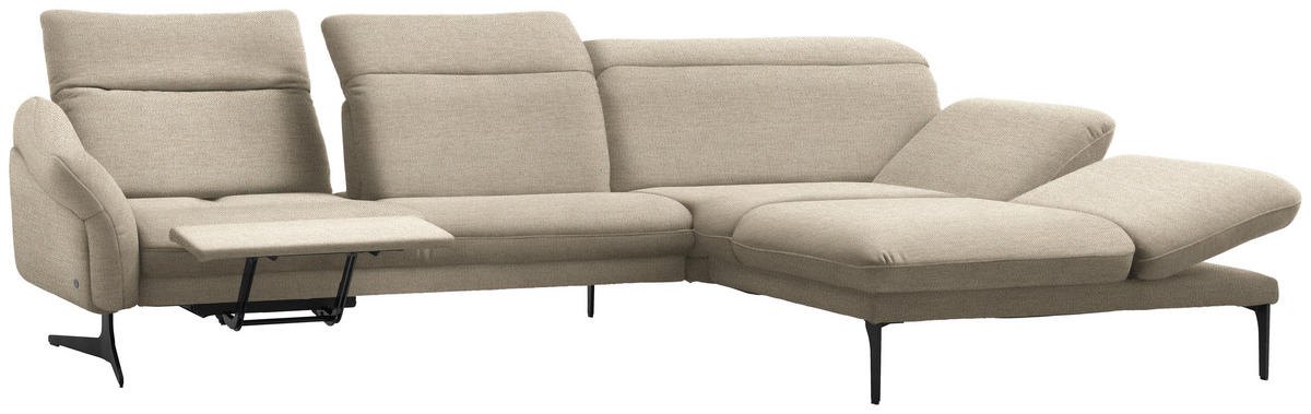ECKSOFA in Webstoff Beige  - Anthrazit/Beige, Design, Textil/Metall (299/203cm) - Himolla