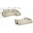 ECKSOFA inkl. Funktion Grau Cord  - Schwarz/Grau, Design, Kunststoff/Textil (248/146cm) - Xora
