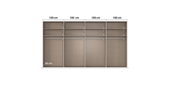 SCHWEBETÜRENSCHRANK  in Weiß  - Alufarben/Weiß, Basics, Holzwerkstoff/Metall (400/223/68cm) - Novel