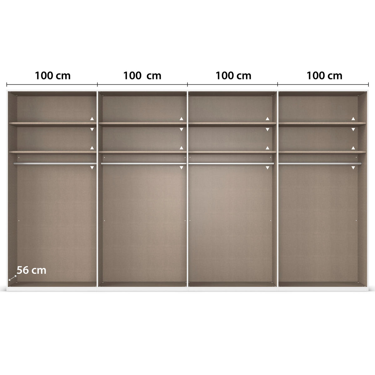 SCHWEBETÜRENSCHRANK 400/236/68 cm 4-türig Weiß  - Alufarben/Weiß, Basics, Glas/Holzwerkstoff (400/236/68cm) - Novel