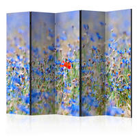 Paravent einseitig mit 5  Flügel - Hellgrün/Hellblau, Basics, Holz/Textil (225/172/3cm) - artgeist