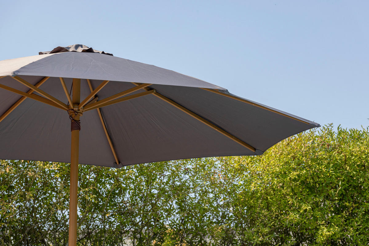 SONNENSCHIRM 300 cm  - Grau, KONVENTIONELL, Holz/Textil (300/244cm) - Gardenson