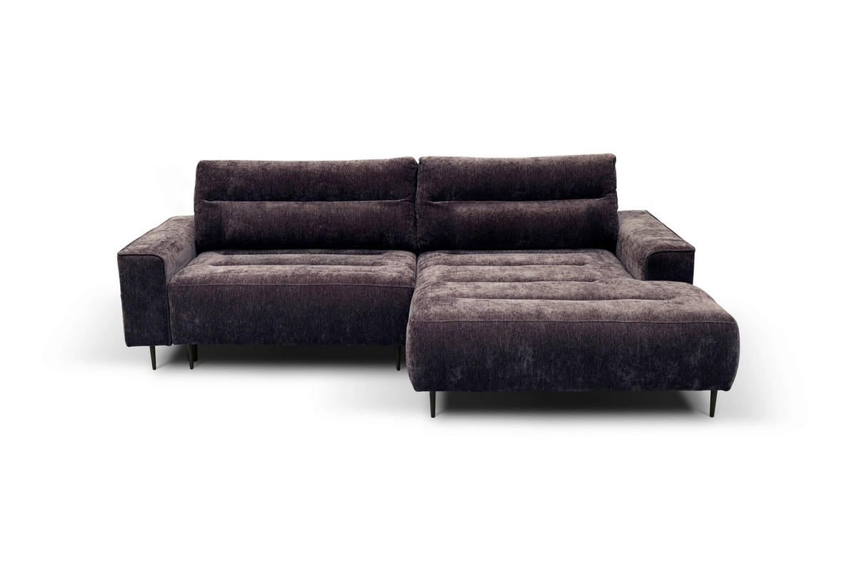 ECKSOFA PABLO Brombeere Struktur Rückenkissen, Bettkasten  - Brombeere/Schwarz, Design, Holz/Textil (260/160cm) - MID.YOU