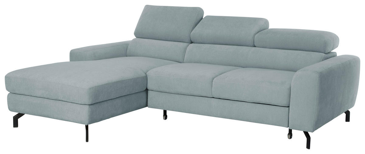 ECKSOFA Chenille Blaugrau  - Blaugrau/Schwarz, Design, Textil/Metall (177/226cm) - Livetastic