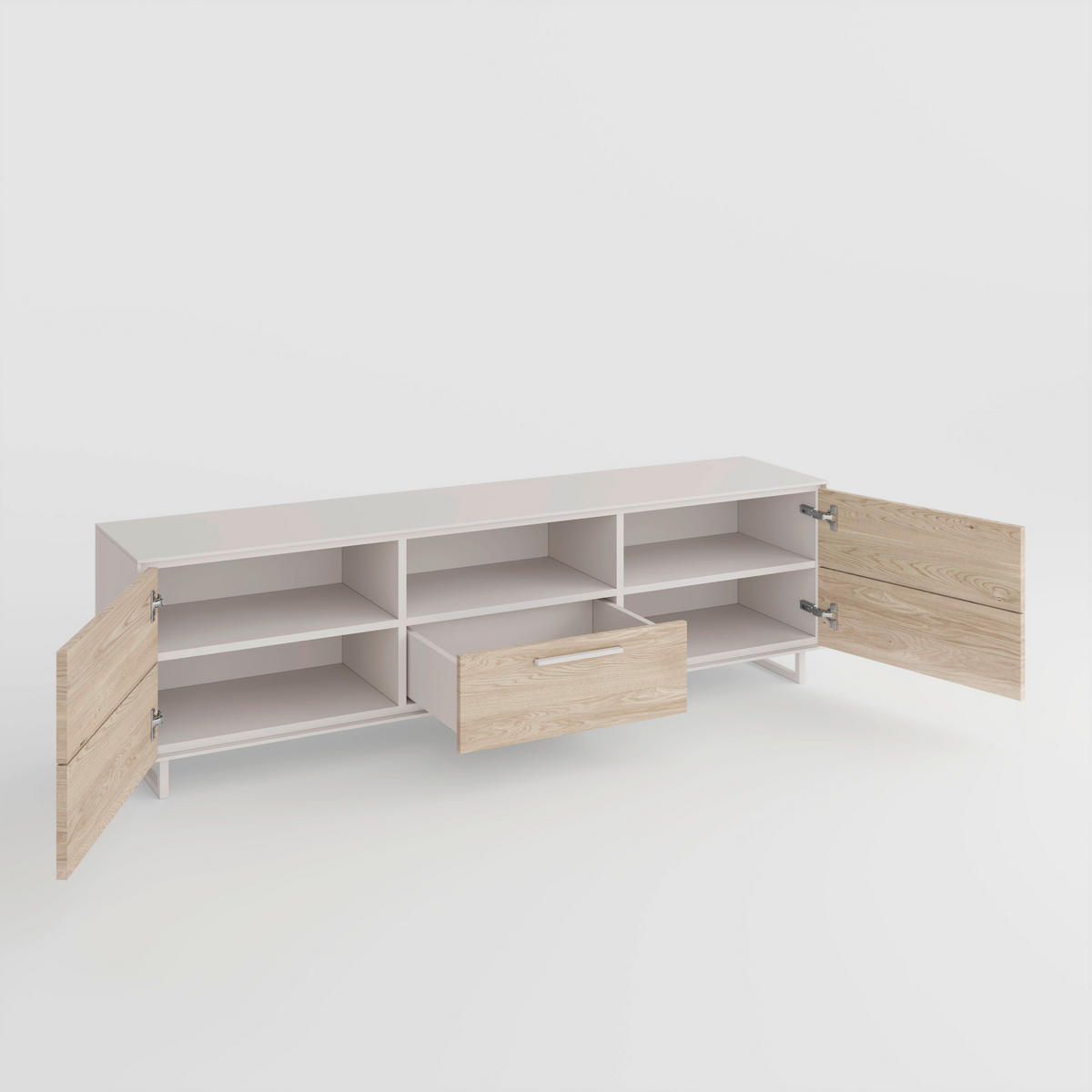 NÍZKA KOMODA, dub, kašmírová, dub bianco, 185/53/45 cm - kašmírová/dub bianco, Design, kov/drevo (185/53/45cm) - Livetastic