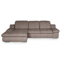 ECKSOFA in Chenille Taupe  - Taupe/Chromfarben, Design, Textil/Metall (165/286cm) - Livetastic