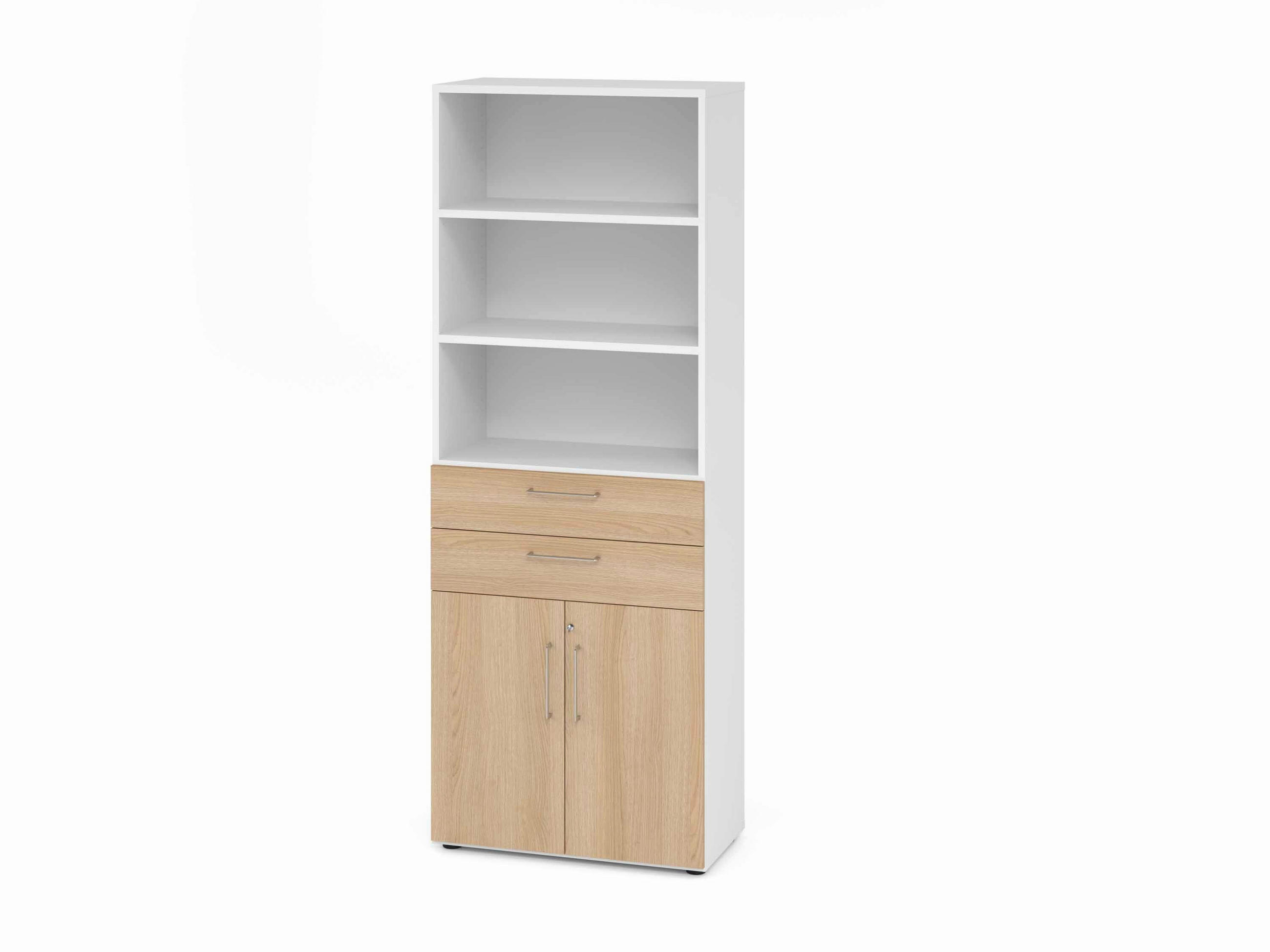 AKTENSCHRANK Weiß, Eichefarben  - Eichefarben/Weiß, Basics, Holzwerkstoff (80/215,6/41,7cm) - Venda