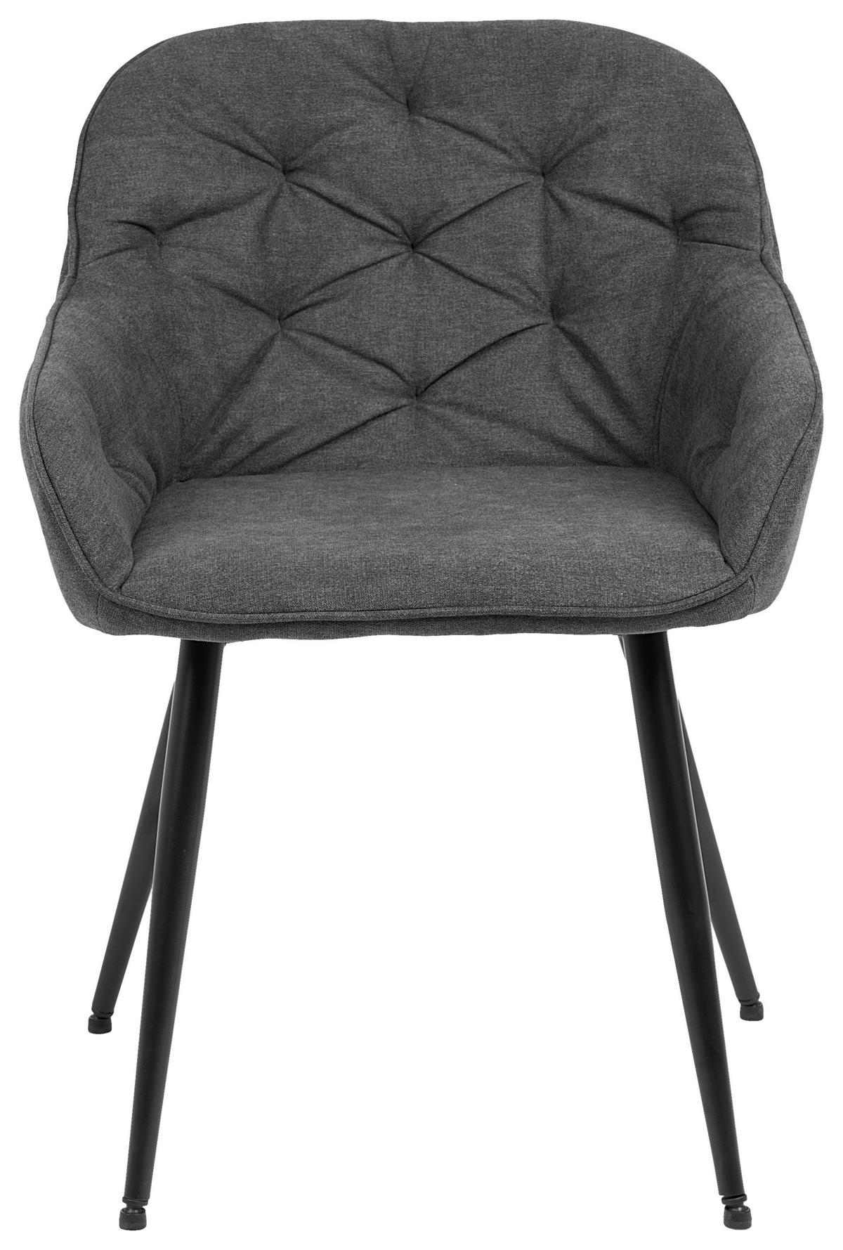 SCAUN CU BRAȚE in gri  - negru/gri, Romantik / Landhaus, metal/textil (55/80/61cm) - Livetastic