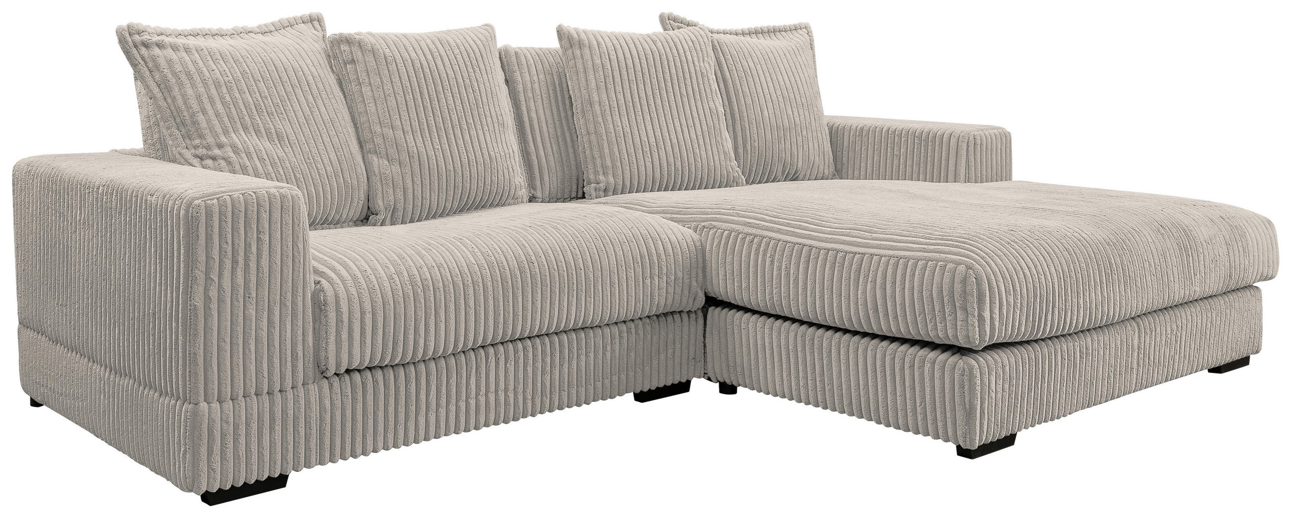 ECKSOFA Hellgrau Cord  - Hellgrau/Schwarz, Design, Kunststoff/Textil (285/195cm) - MID.YOU