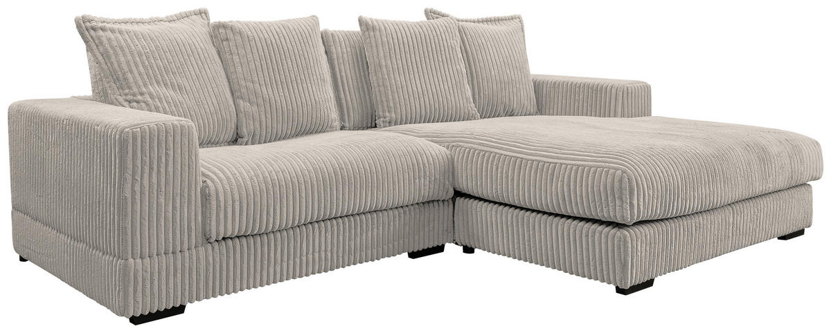 ECKSOFA in Cord Hellgrau  285/195 cm  - Hellgrau/Schwarz, Design, Kunststoff/Textil (285/195cm) - MID.YOU