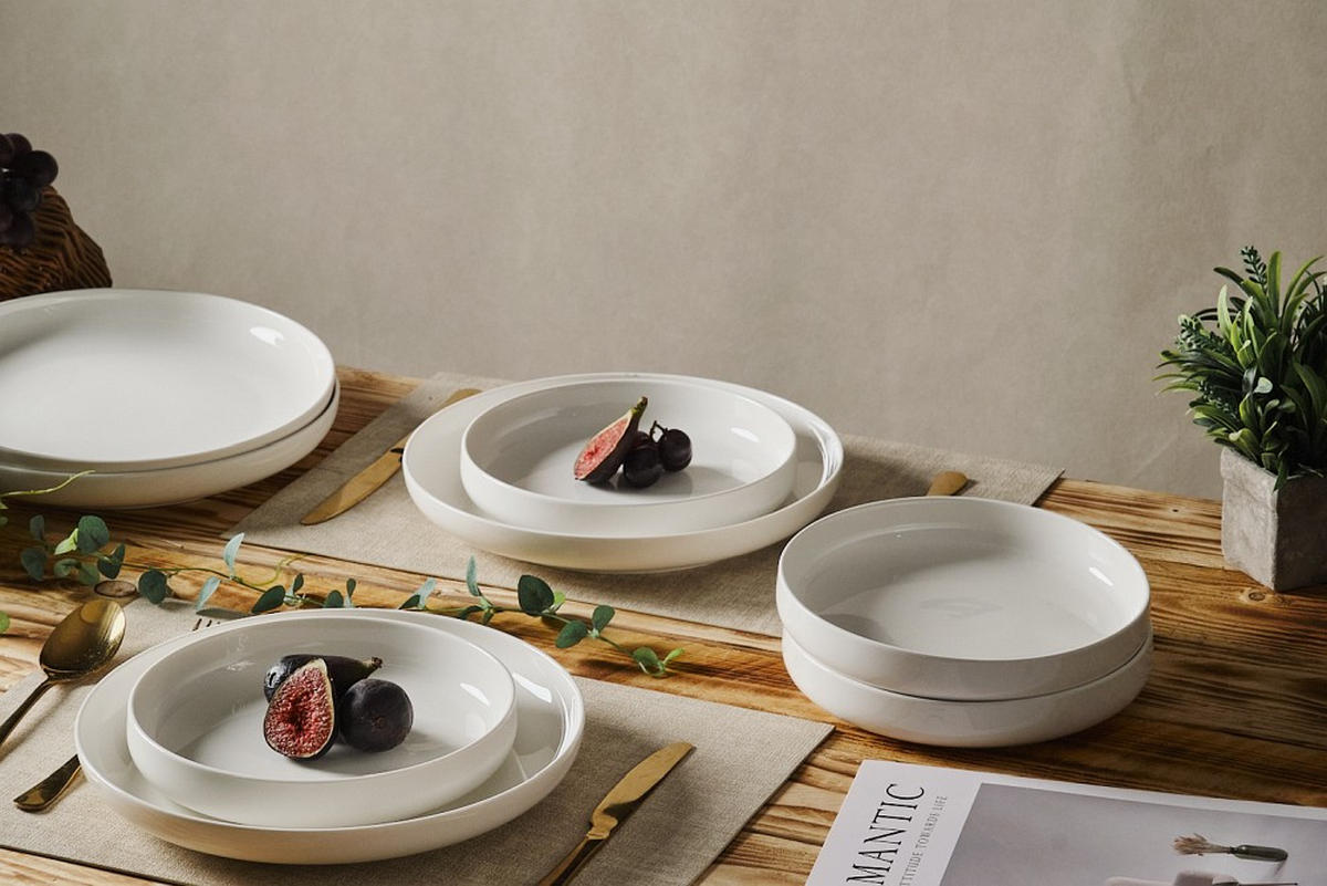 KOMBISERVICE Weiß OSLO SNØ 8-teilig 4 Personen  - Weiß, Design, Keramik - Novel