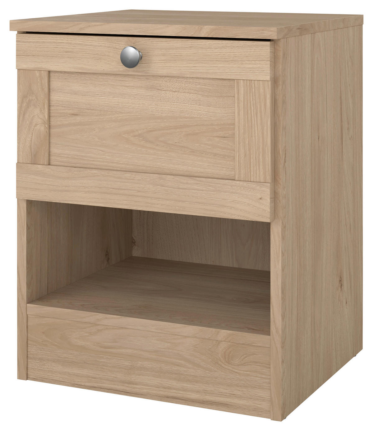 NACHTSCHRANK 40,2/51,2/36 cm  - Eichefarben/Silberfarben, MODERN, Holzwerkstoff/Metall (40,2/51,2/36cm) - MID.YOU