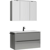 BADEZIMMER 3-teilig  in 101 cm  - Schieferfarben/Schwarz, MODERN, Holzwerkstoff/Stein (101cm) - Nobilia