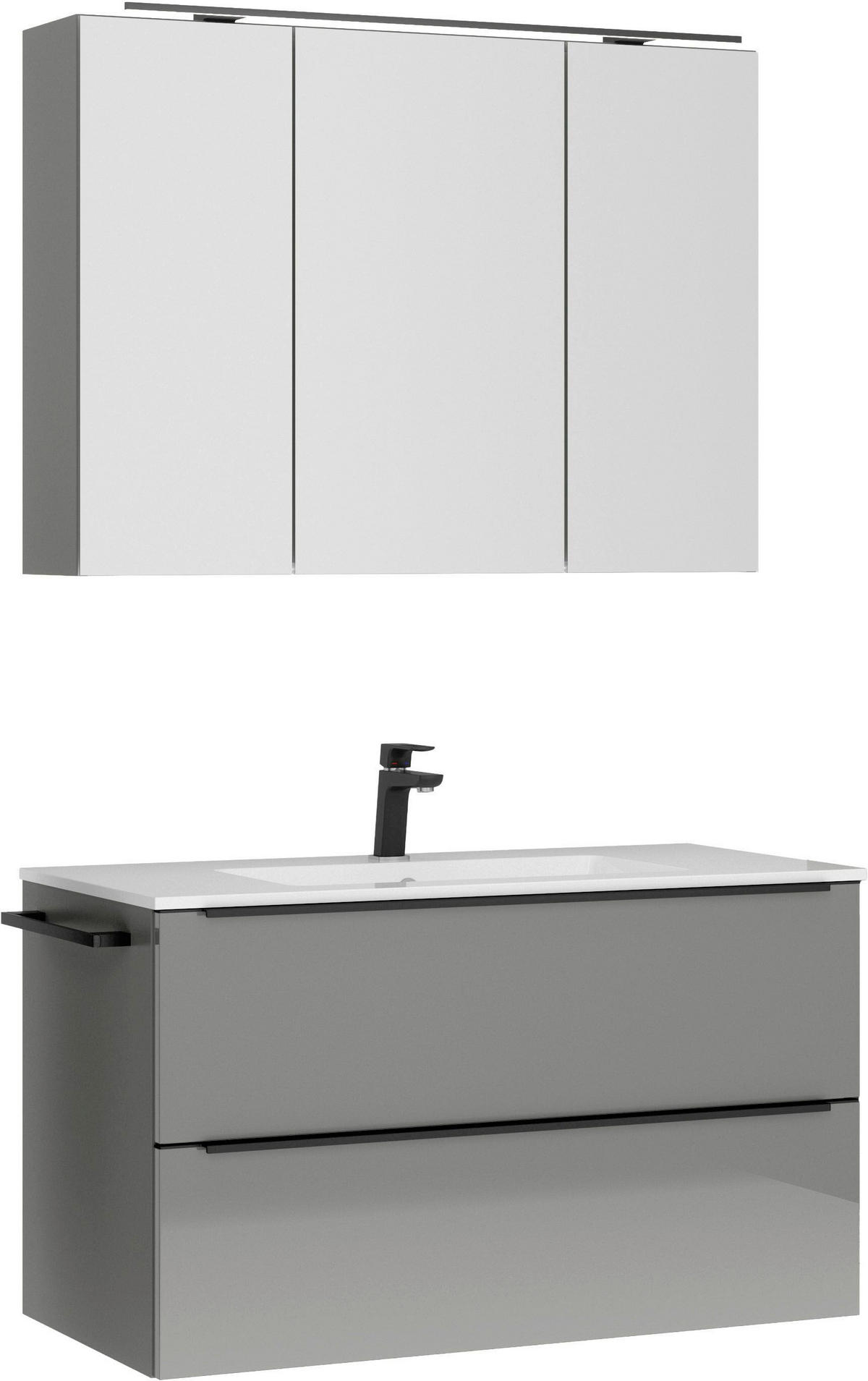 BADEZIMMER 3-teilig  in 101 cm  - Schieferfarben/Schwarz, MODERN, Holzwerkstoff/Stein (101cm) - Nobilia