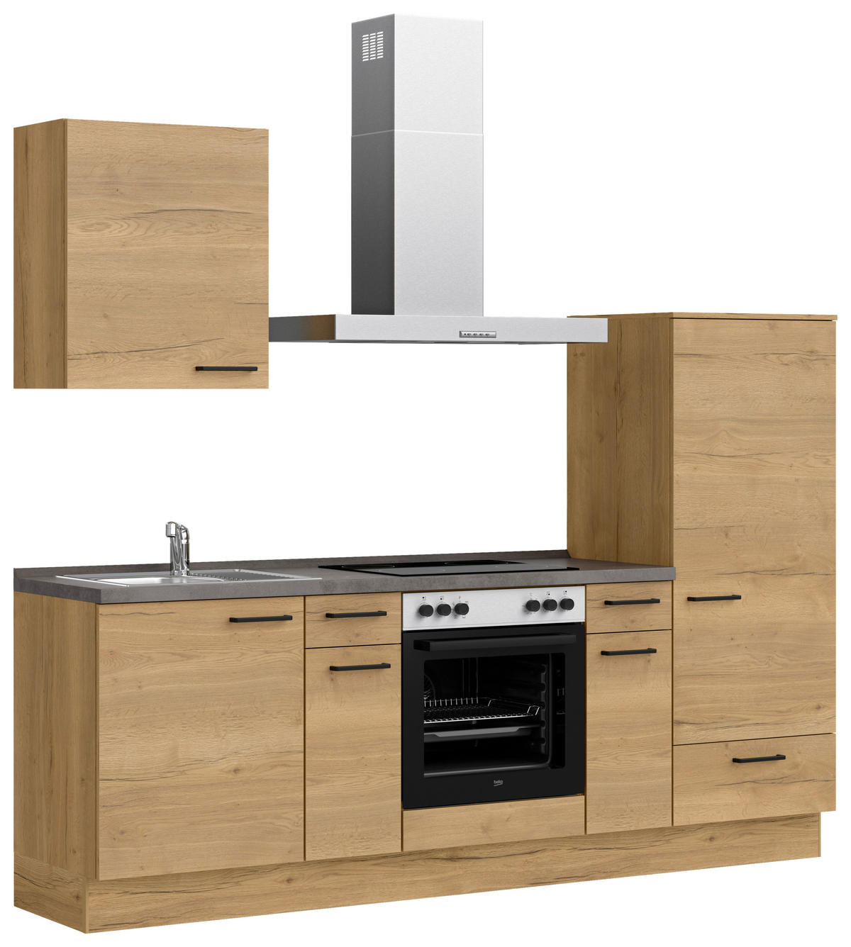 KÜCHENBLOCK 240 cm   in Eichefarben, Schieferfarben  - Schieferfarben/Eichefarben, MODERN, Holzwerkstoff/Metall (240cm) - Nobilia