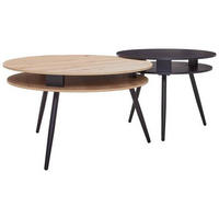 SET MĂSUȚE DE CAFEA - stejar sălbatic/negru, Basics, material pe bază de lemn (90/90/51cm) - P & B