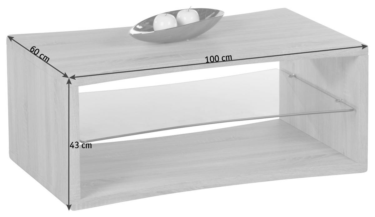COUCHTISCH Klarglas 100/60/43 cm Freiform Weiß  - Weiß, KONVENTIONELL, Glas/Holzwerkstoff (100/60/43cm) - Carryhome