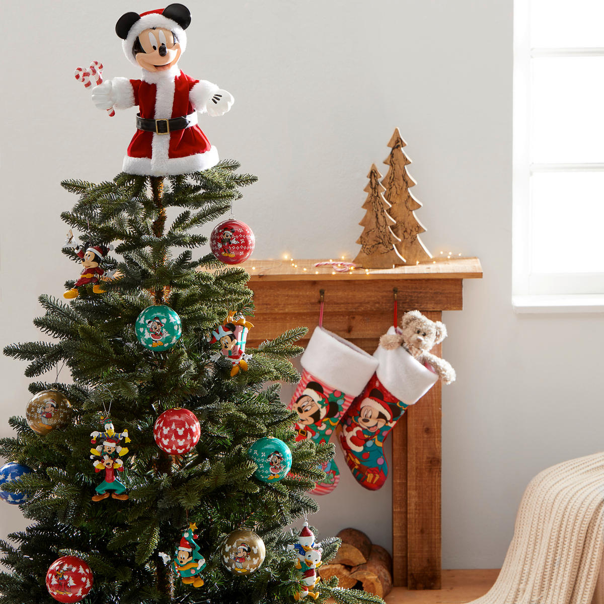 CHRISTBAUMSPITZE MICKEY & MINNIE  - Weiß, Trend, Kunststoff/Textil (16/26cm) - Disney