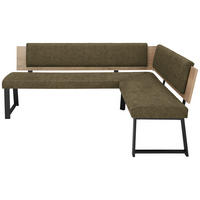 ECKBANK 220/160 cm  in Olivgrün  - Schwarz/Olivgrün, MODERN, Holzwerkstoff/Textil (220/160cm) - Venda