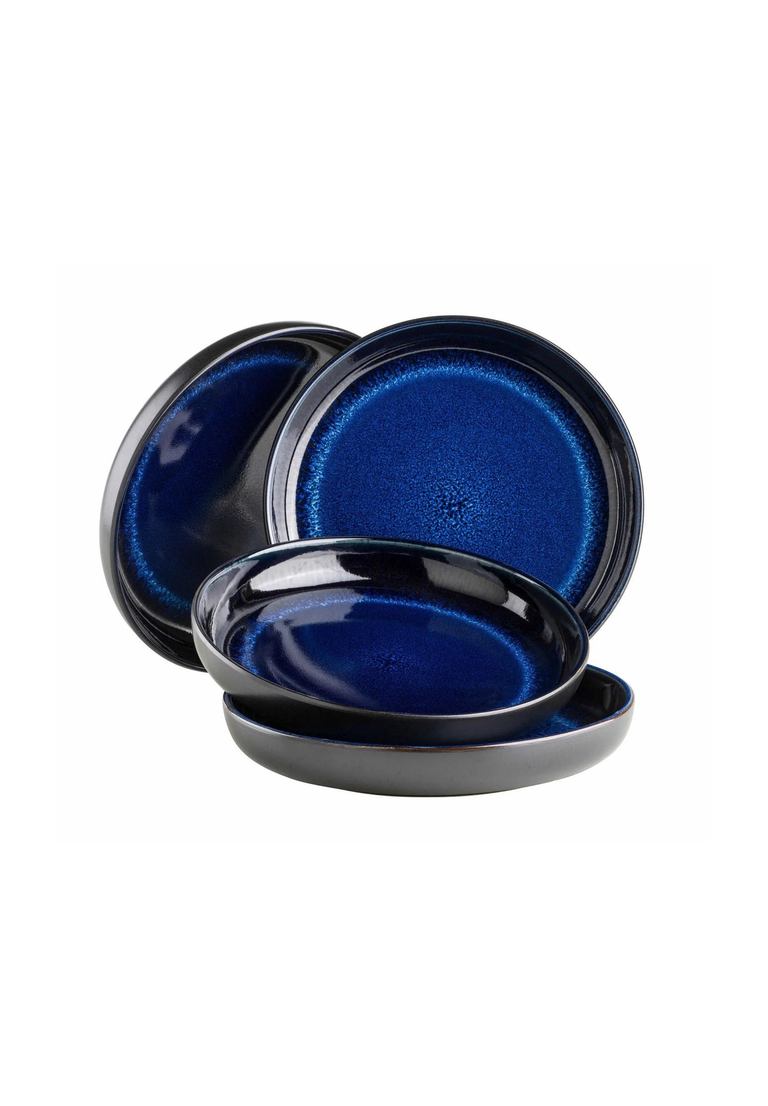 TELLERSET 4-teilig  - Blau/Schwarz, Basics, Keramik - Mäser