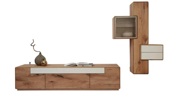 WOHNWAND in Eichefarben, Weiß - Eichefarben/Weiß, Natur, Glas/Holz (308,6/190,5/46,5cm) - Valnatura