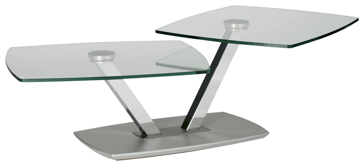 COUCHTISCH in Glas, Holzwerkstoff 96-136/70/44 cm  - Chromfarben, Design, Glas/Holzwerkstoff (96-136/70/44cm)