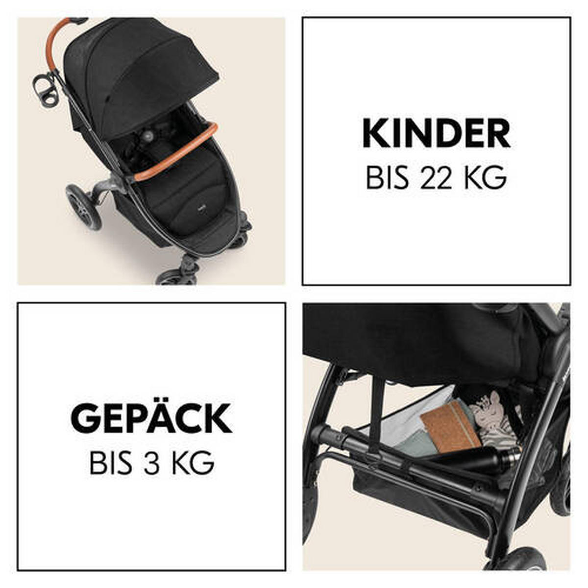 BUGGY Uptown  - Schwarz, Basics, Kunststoff/Textil (59.5/107/85cm) - Hauck