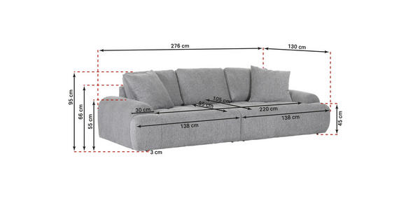 BIGSOFA Flachgewebe Grün  - Schwarz/Grün, KONVENTIONELL, Kunststoff/Textil (276/95/130cm) - Carryhome