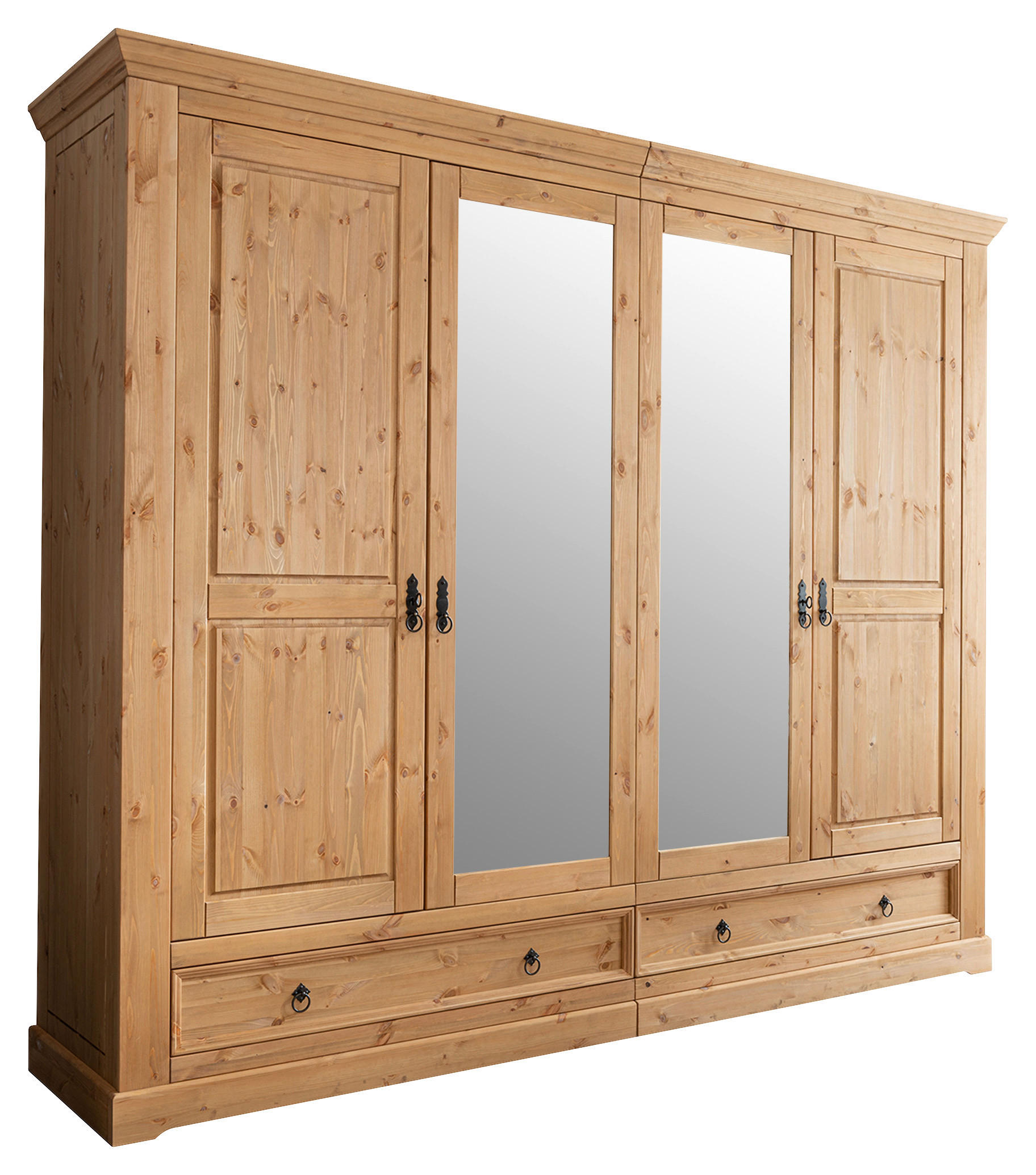KLEIDERSCHRANK 254/215/62 cm 4-türig Eichefarben  - Eichefarben/Schwarz, KONVENTIONELL, Holz/Metall (254/215/62cm) - Livetastic