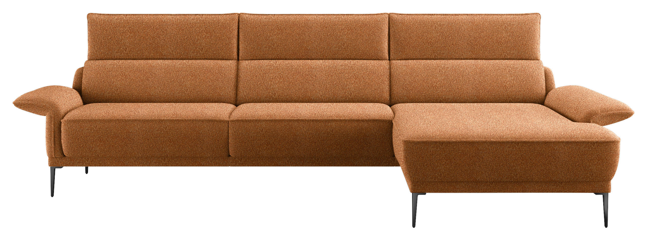 ECKSOFA in Bouclé Cognac  330/186 cm  - Cognac/Schwarz, Design, Textil/Metall (330/186cm) - Johann Jakob