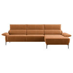 ECKSOFA in Bouclé Cognac  330/186 cm  - Cognac/Schwarz, Design, Textil/Metall (330/186cm) - Johann Jakob