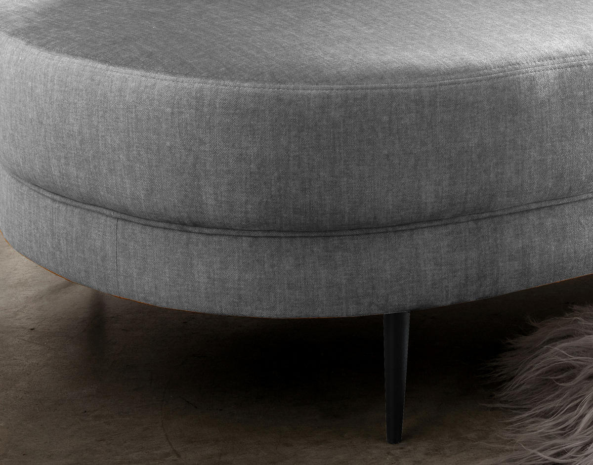 OTTOMANE in Velours Silberfarben  - Silberfarben/Schwarz, Modern, Textil/Metall (211/85/102cm) - Livetastic